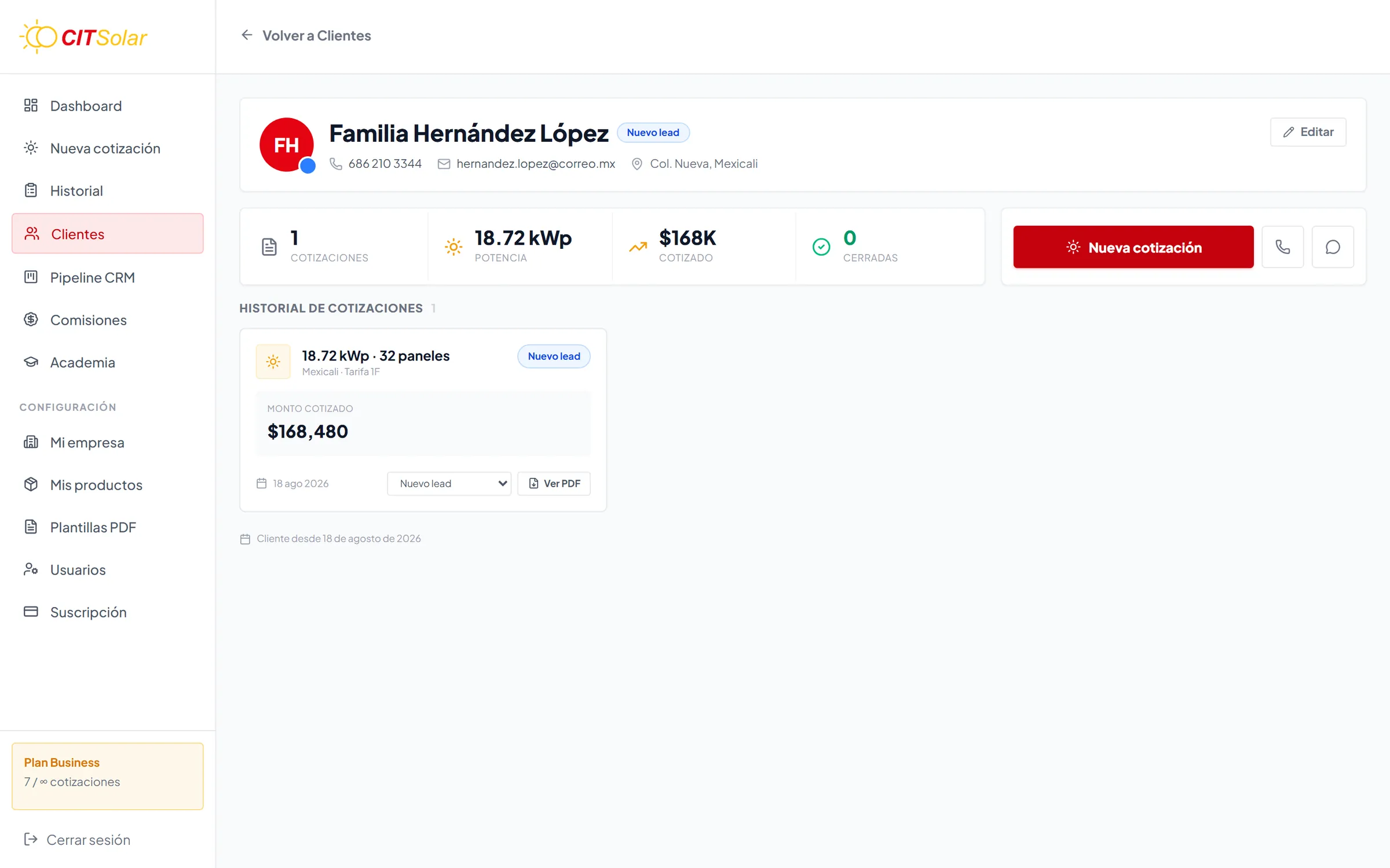 Ficha de un cliente